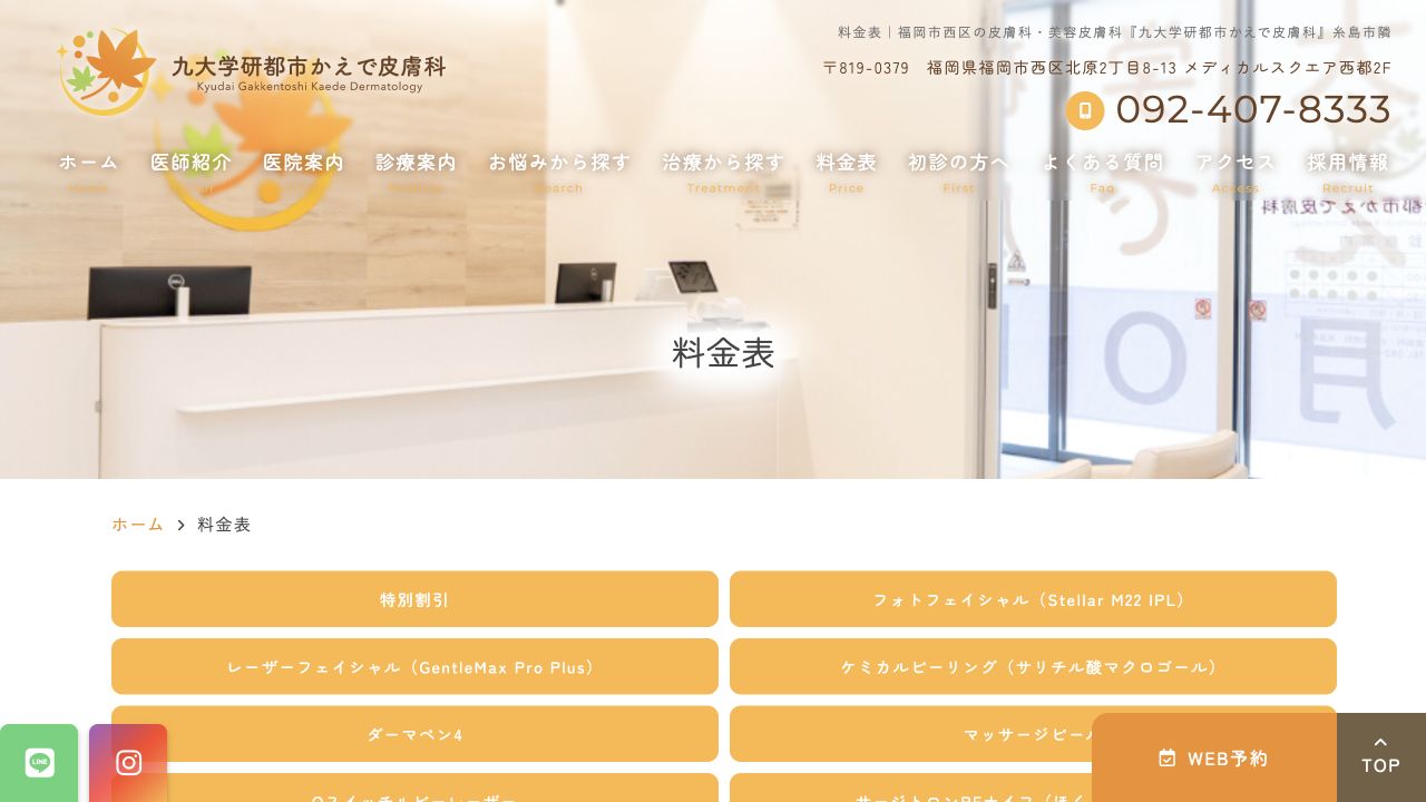 九大学研都市かえで皮膚科の公式サイト画面
